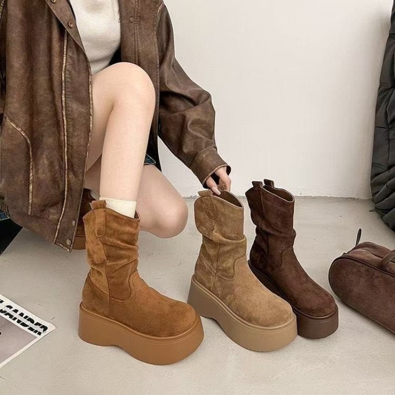 Embroidery Garments - Kadın Platform Tabanlı, Diz Altı, Batı