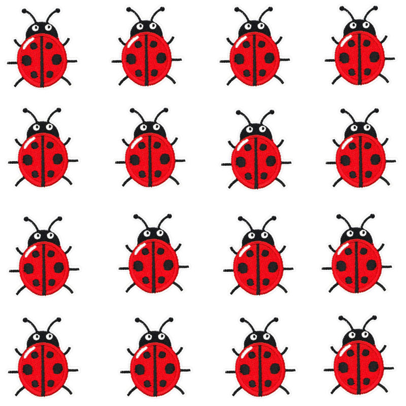 Embroidery Lady Bug - 16 adet/paket Küçük Kırmızı Uğur Böceği