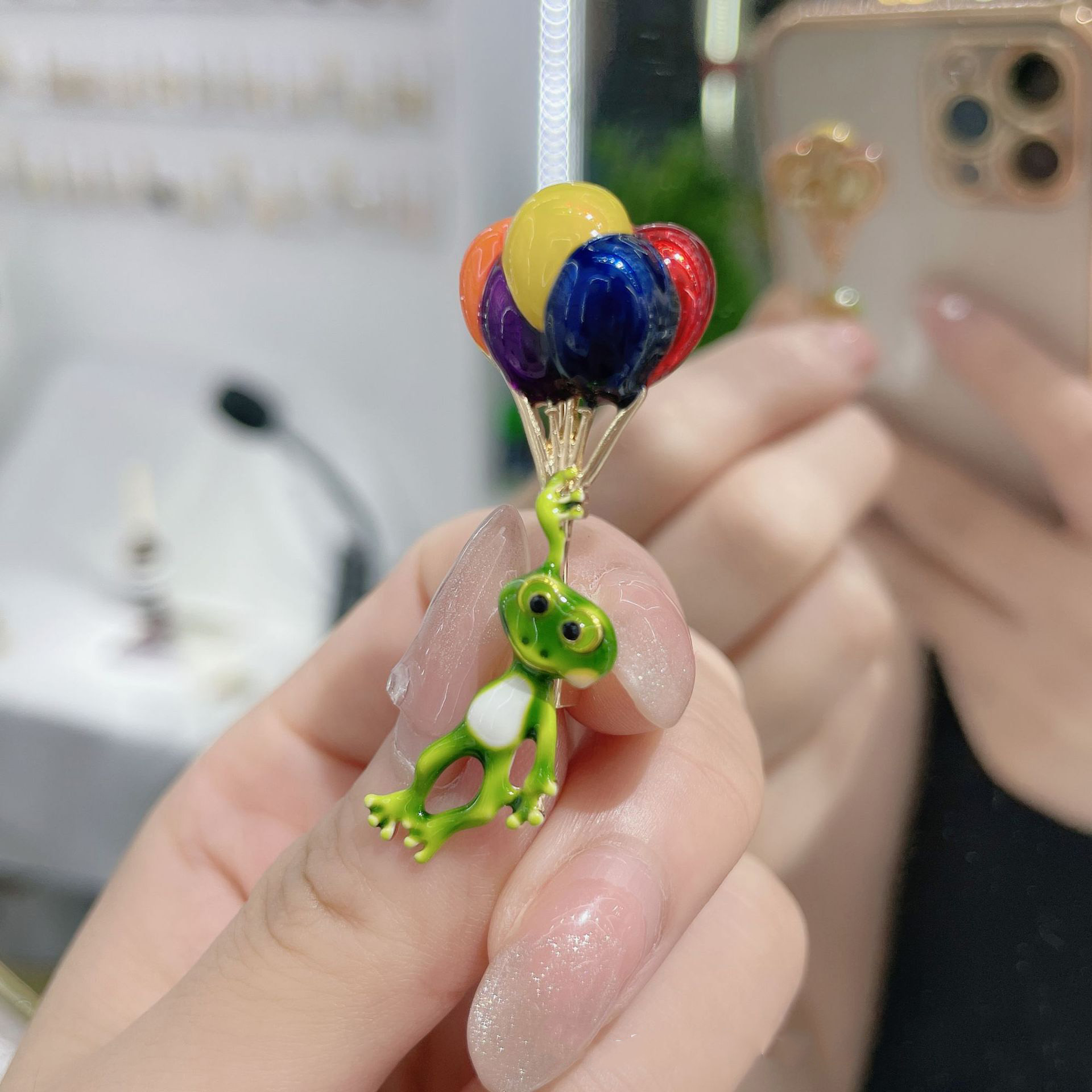Embroidery Bali - Canlı kurbağa tutan renkli balon bisiklet