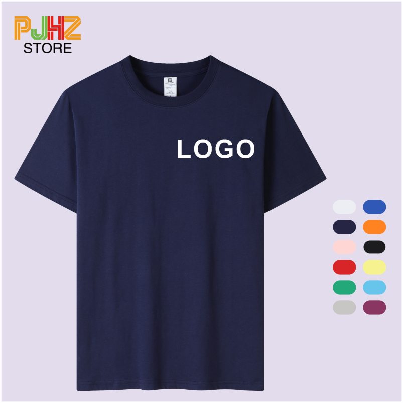 Embroidery Design Logo - 100% pamuk T-shirt özel Logo yuvarlak