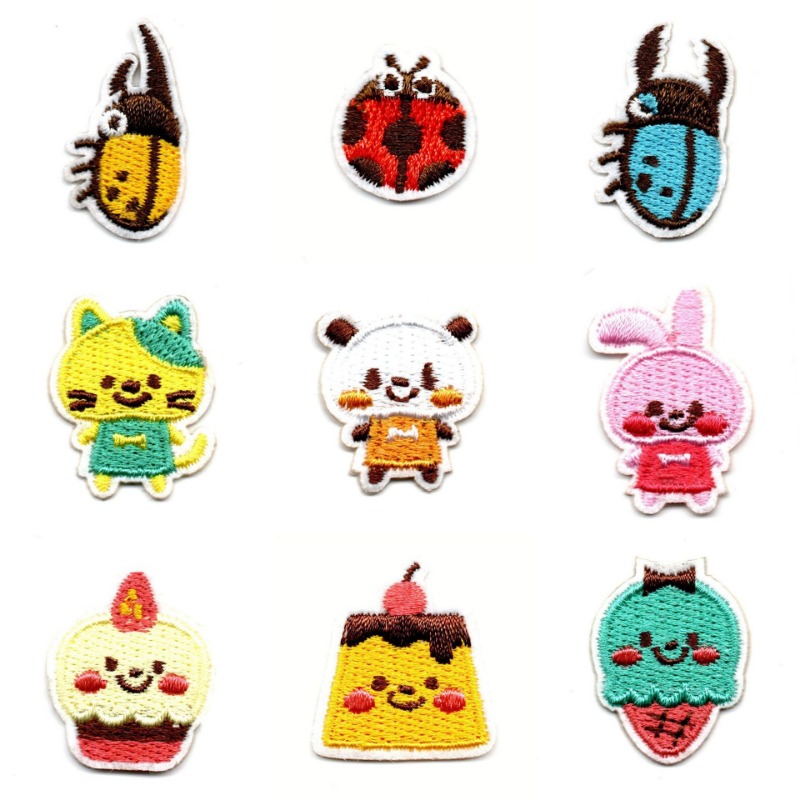 Embroidery Lady Bug - 50 adet/grup Stick-on Anime Nakış Yama
