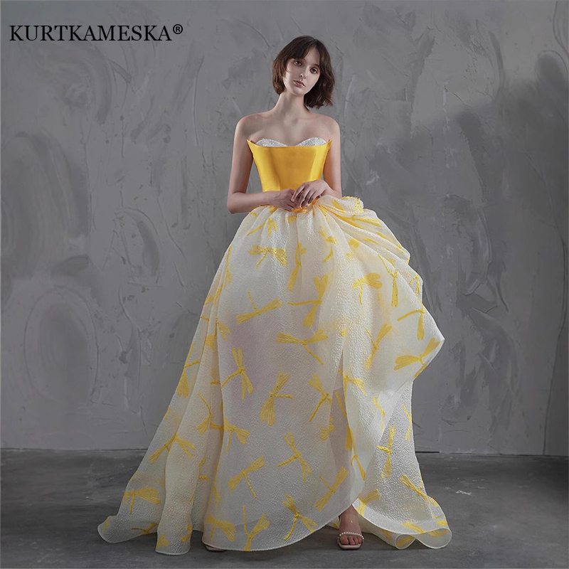 Zarif Sarı Saten Üstlü Düğün D - Embroidery Yellow Dress incelemesi ve fiyatı