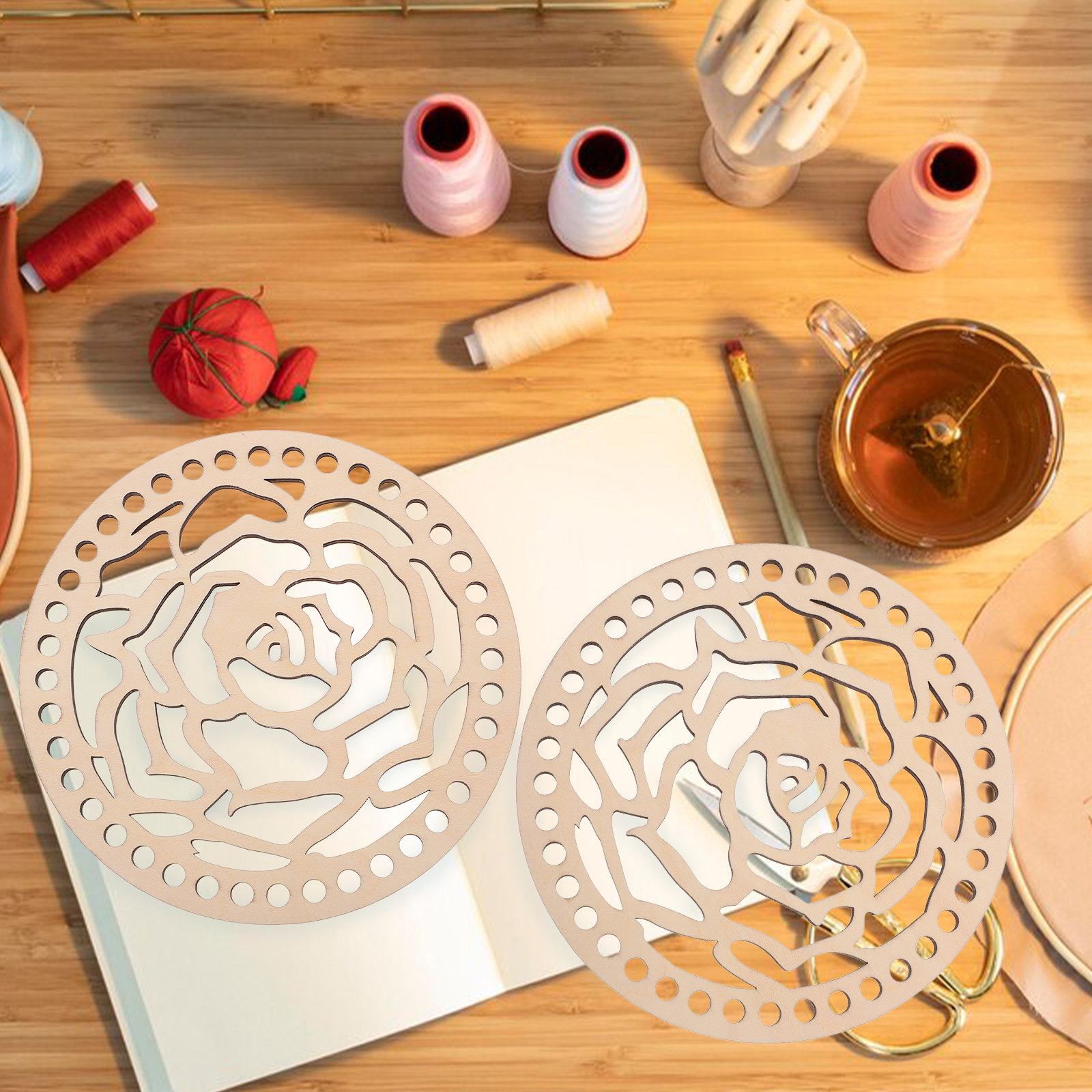 2 Adet 14 cm Yuvarlak Ahşap Ör - Embroidery Bag incelemesi ve fiyatı