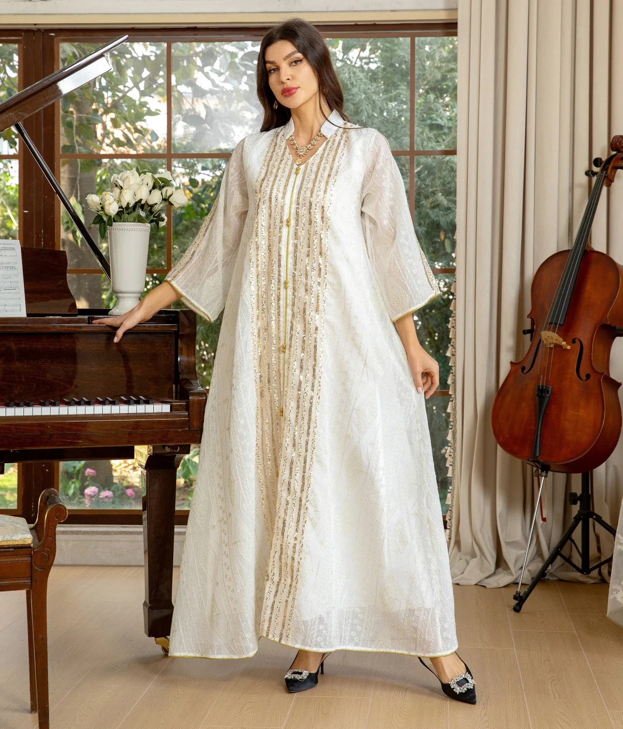 Eid Abaya Nakış Pullu Örgü Kaf - Embroidery Kebaya incelemesi ve fiyatı
