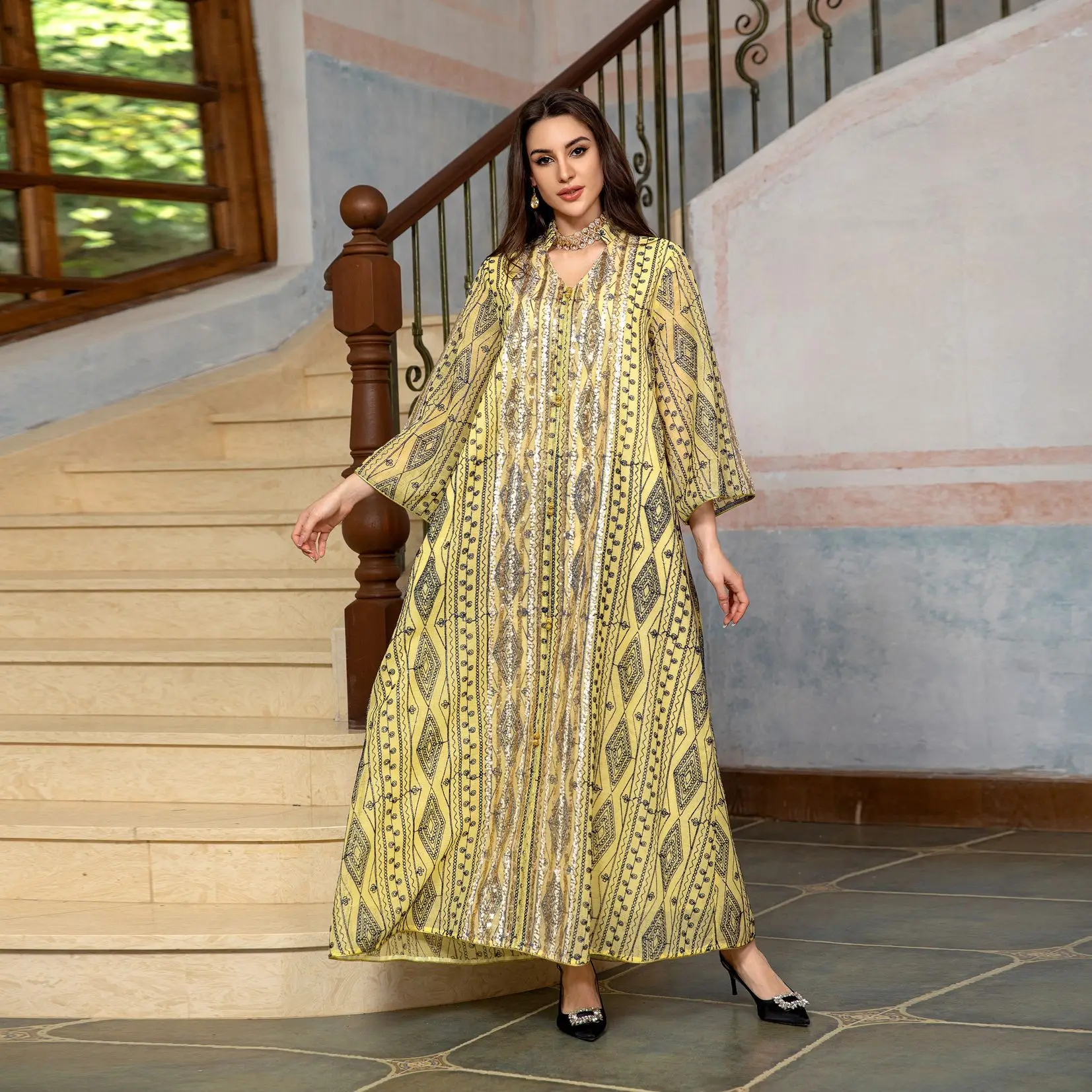 Eid Abaya Nakış Pullu Örgü Kaf - Embroidery Kebaya incelemesi ve fiyatı
